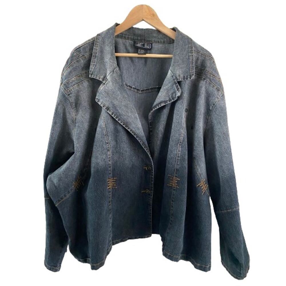 Just Blu Jeans Ombré Unique Detailed‎ Denim Jacket Blazer Sz 32W